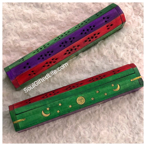 Sun & Moon Wooden Incense Boxes (Various colors)