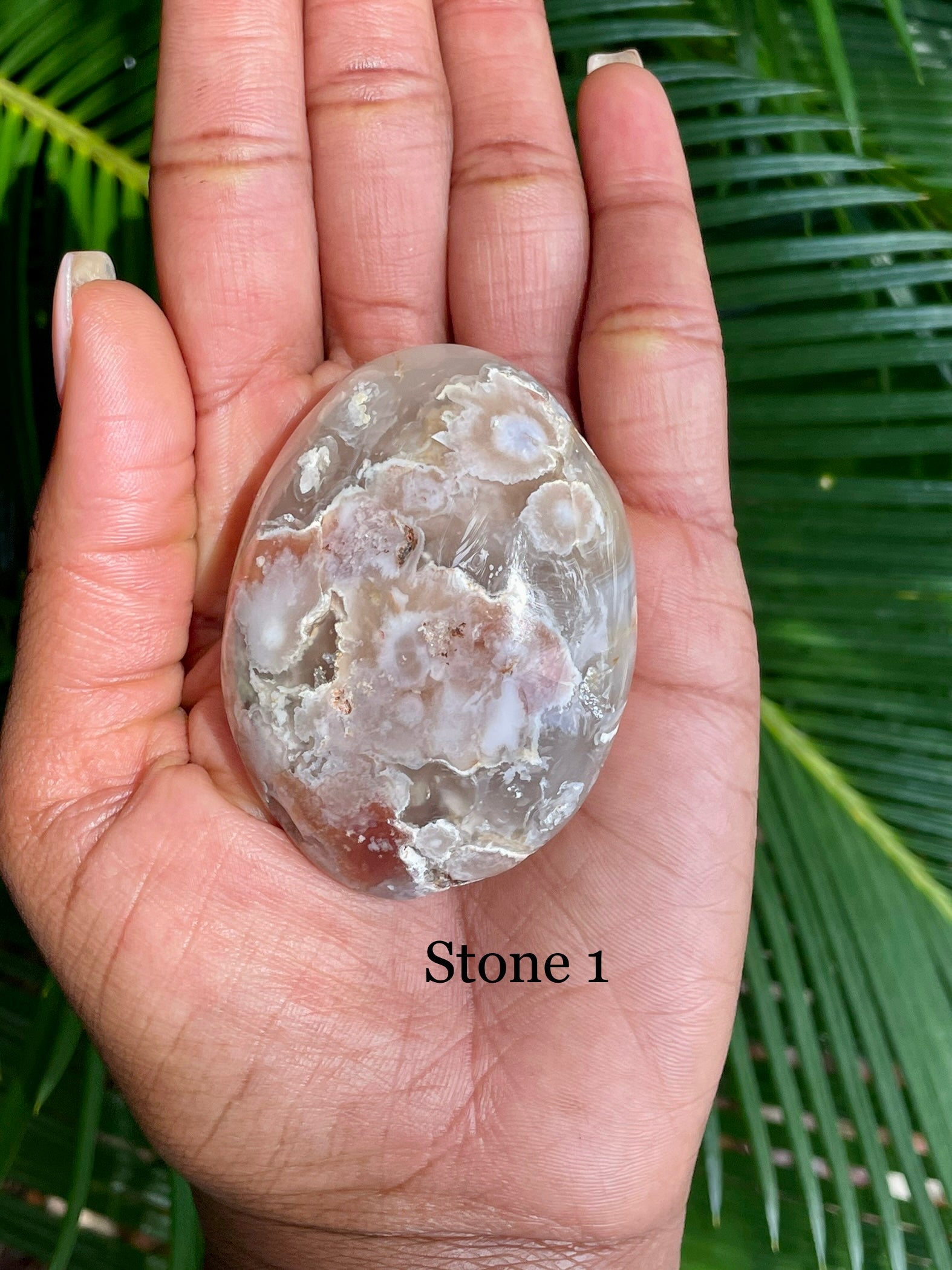 Flower Agate Palm Stone