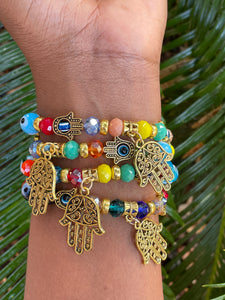 Evil Eye & Hamsa (Multi Color) Charm bracelet