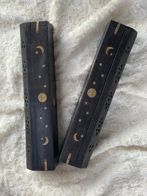 Sun & Moon Wooden Incense Boxes (Various colors)