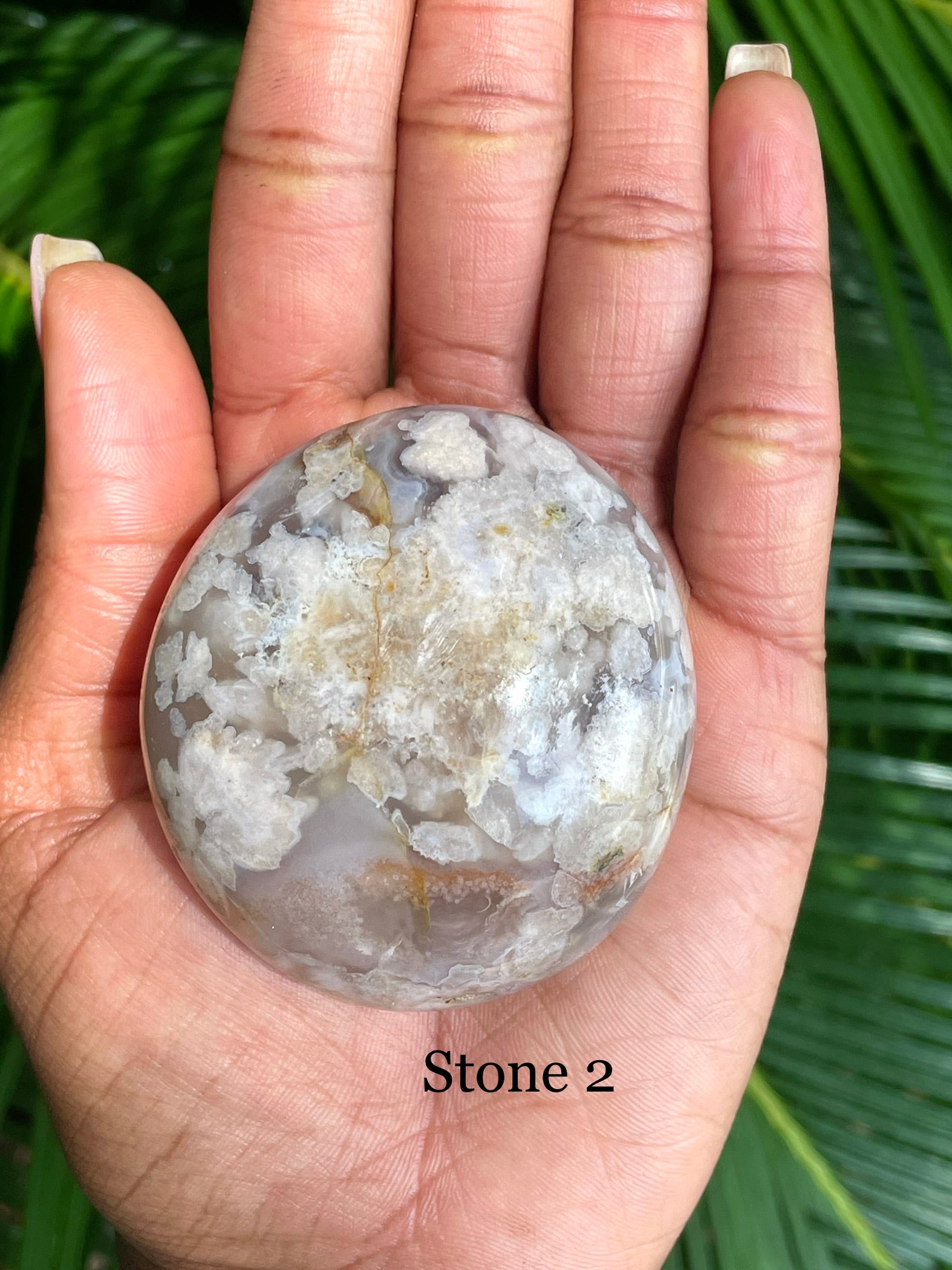 Flower Agate Palm Stone